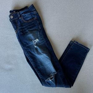 Women’s American Eagle Distressed Dark Wash Jegging Super Stretch Regular Jeans